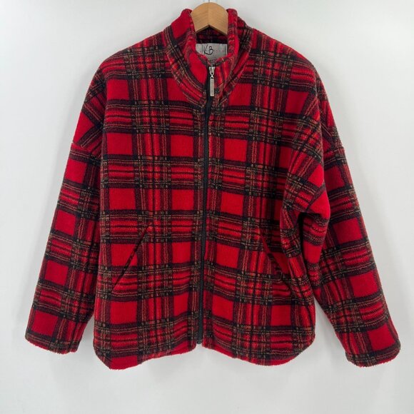 VTG Kristen Blake Après S Red Black Plaid Fleece Jacket Full Zip Cabin Core - Picture 8 of 8